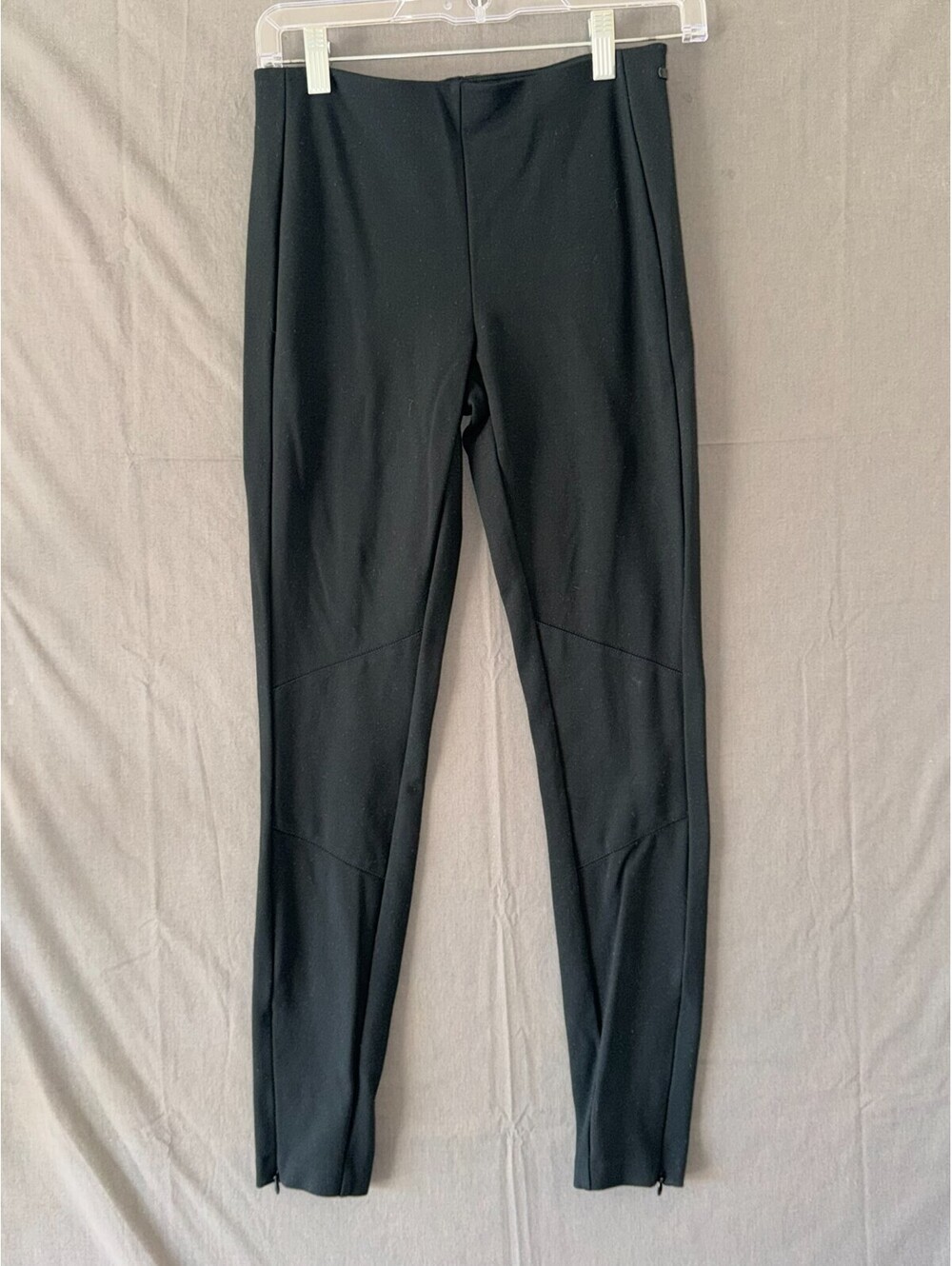 Polo Ralph Lauren Women’s Black Stretch Leggings Size 2 Ankle Zip Seam Detail